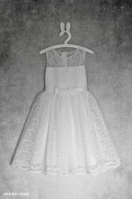 Load image into Gallery viewer, White christening lace girl dress Bella front view
