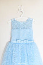 Load image into Gallery viewer, Blue lace girl dress Bella front view
