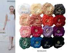 Load image into Gallery viewer, Ranunculus flower sash and headpiece color chart
