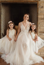 Load image into Gallery viewer, Ana Balahan Grace dress Bride with two cute flower girls
