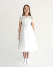 Load image into Gallery viewer, Libby light ivory girl gown with heart neck on the back Ana Balahan
