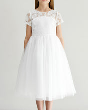 Load image into Gallery viewer, Libby offwhite medium length tween girl dress with petticoat front view Ana Balahan
