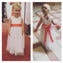 Load image into Gallery viewer, Little girl in Grace V-neck full length dress
