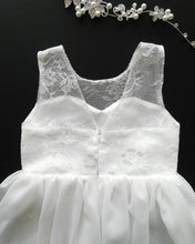 Load image into Gallery viewer, Roselle off white lace teen flower girl dress back view Ana Balahan
