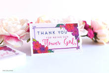 Load image into Gallery viewer, Thank you for being our flower girl card magenta and light pink shades
