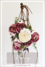 Load image into Gallery viewer, PEONY sash, Mauve head piece, Ivory bracelet, Flower decoration, Bridesmaid ornamentation, Wedding head adornment, Bridal headband

