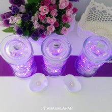 Load image into Gallery viewer, Sparkling LED lights in jars top view
