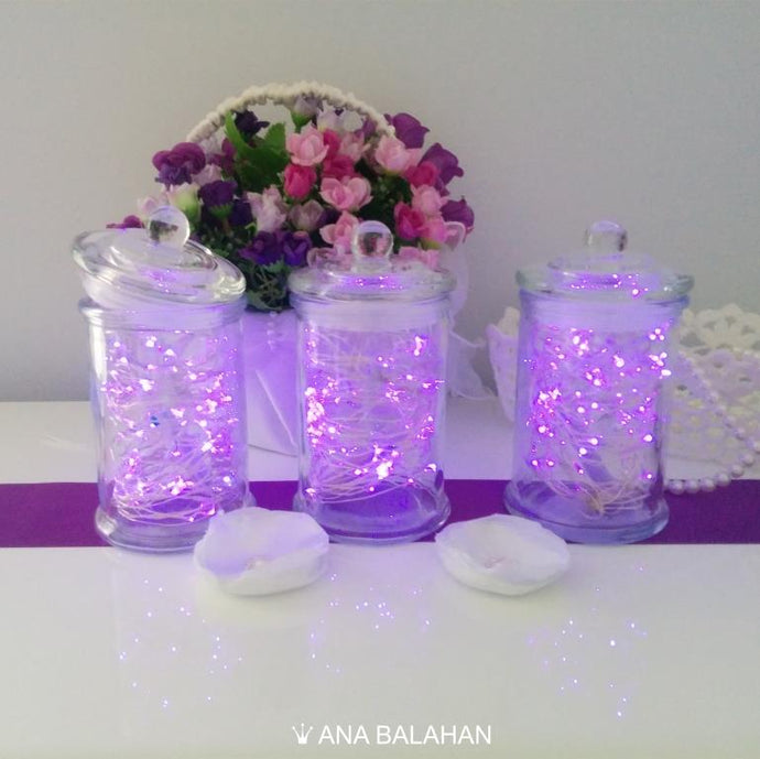 LED lights in three stylish jars create wonderful atmosphere