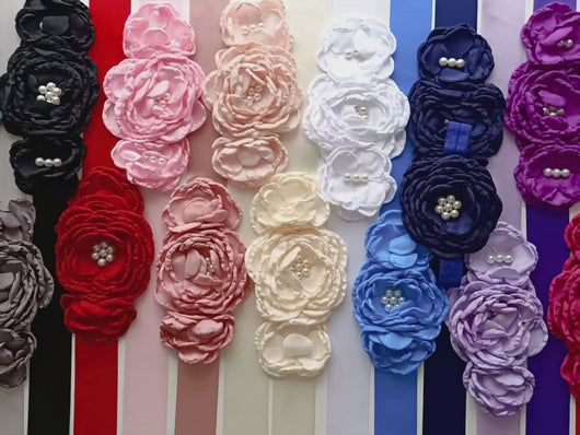 Video of Ranunculus set flower sash and headband decorated with beads